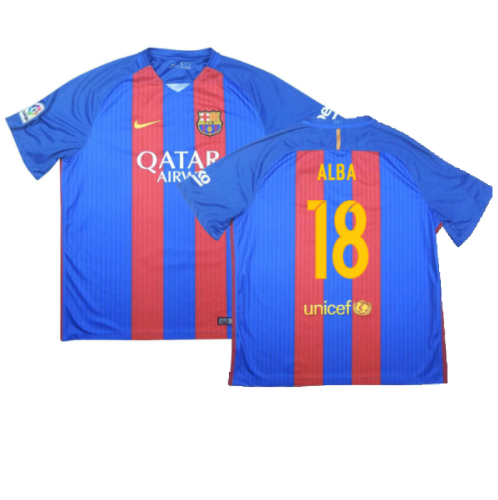 Barcelona 2016-17 Home Shirt (S) (Very Good) (Alba 18)