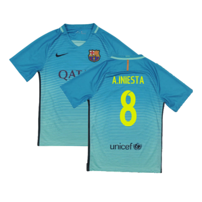 Barcelona 2016-17 Third Shirt (XLB) Messi #10 (Mint) (A.Iniesta 8)