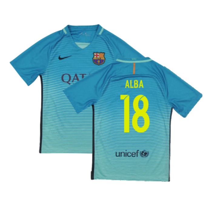 Barcelona 2016-17 Third Shirt (XLB) Messi #10 (Mint) (Alba 18)