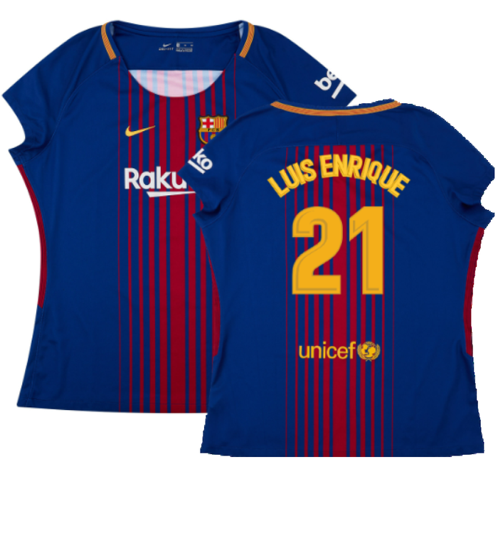 Barcelona 2017-18 Home Shirt (Womens) (XL) (Mint) (Luis Enrique 21)