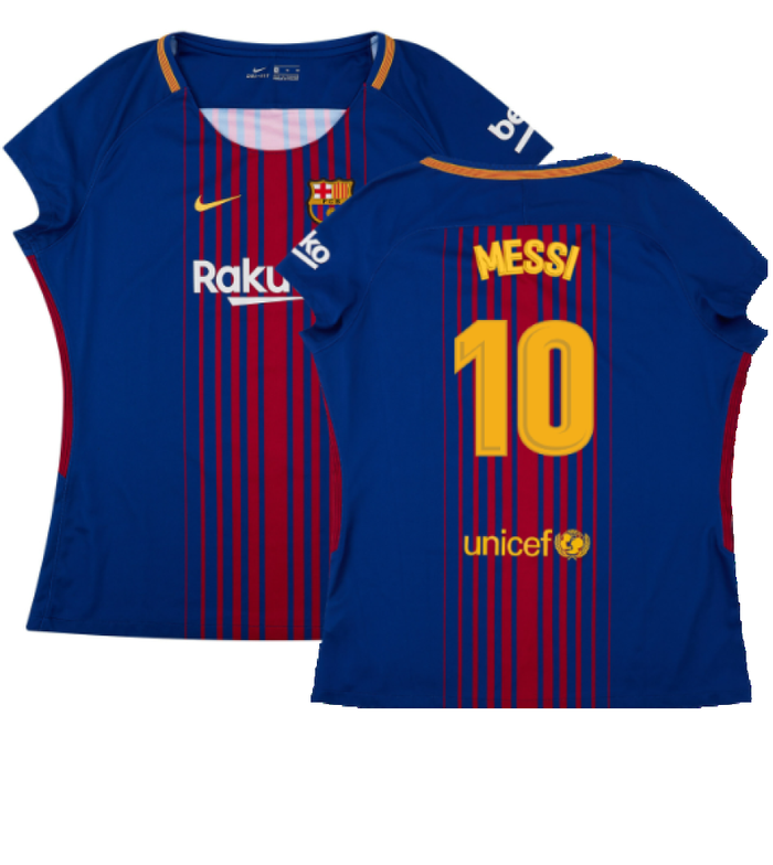 Barcelona 2017-18 Home Shirt (Womens) (M) (Mint) (Messi 10)