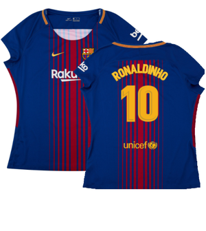 Barcelona 2017-18 Home Shirt (Womens) (M) (Mint) (Ronaldinho 10)_0