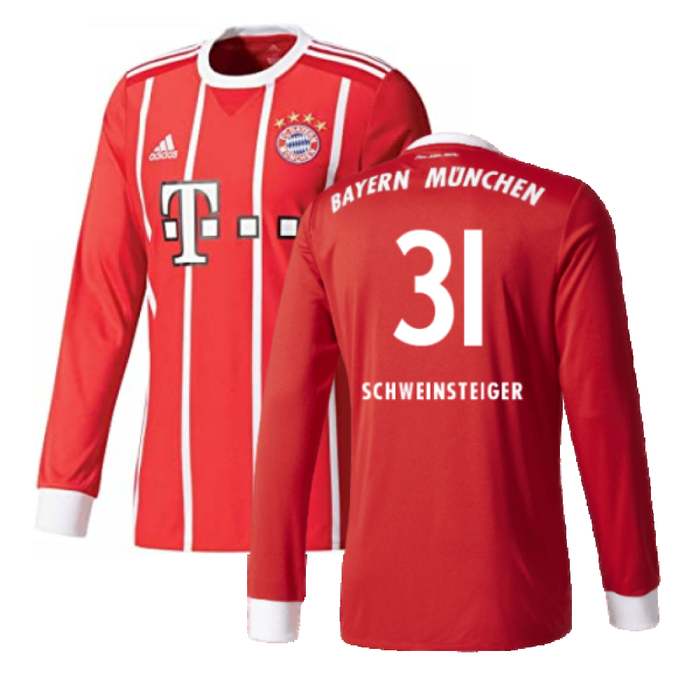 Bayern Munich 2017-18 Home Long Sleeve Shirt (XL) (Excellent) (Schweinsteiger 31)