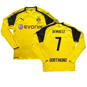 Borussia Dortmund 2016-17 Long Sleeve European Home Shirt (L) (Dembele 7) (Excellent)_0