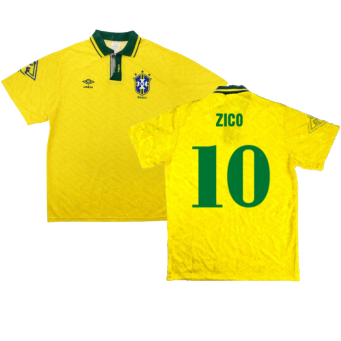 Brazil 1991-93 Home Shirt (S) (Good) (Zico 10)