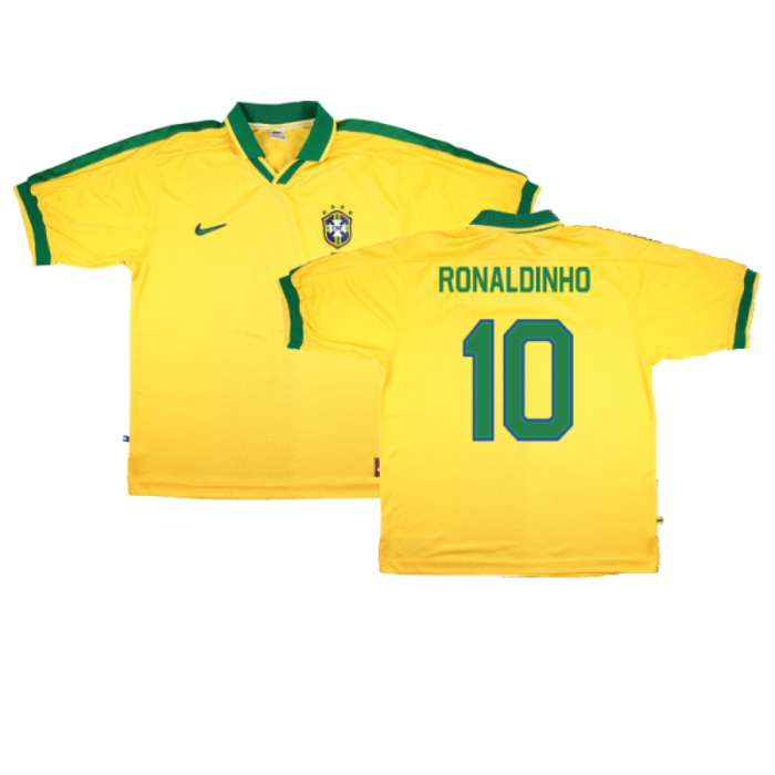 Brazil 1997-98 Home Shirt (XL) (Very Good) (RONALDINHO 10)