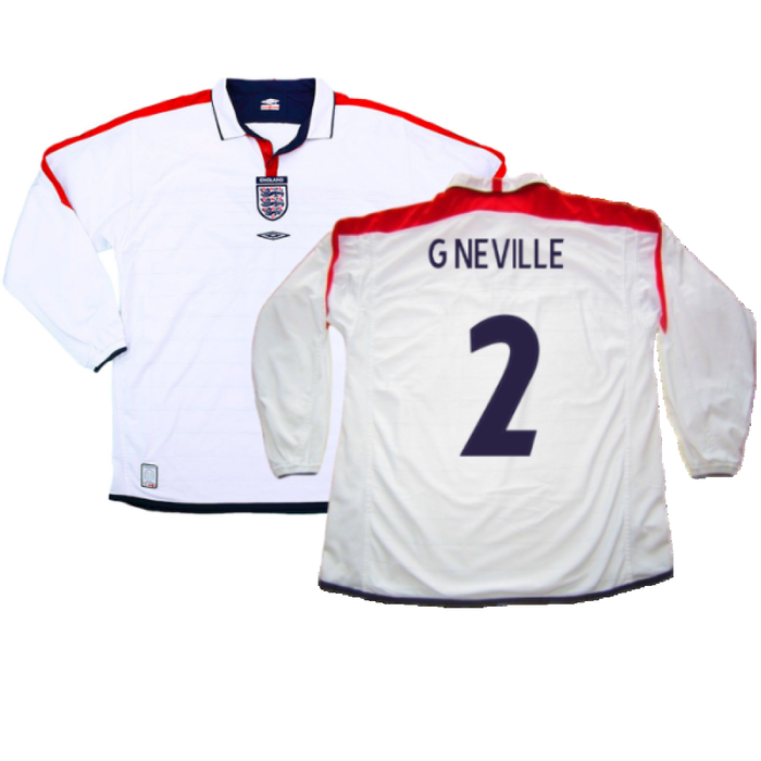 England 2003-05 Home L/S Shirt (M) (Excellent) (G Neville 2)