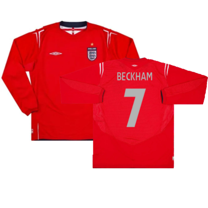 England 2004-06 Away Long Sleeve Shirt (Very Good) (Beckham 7)