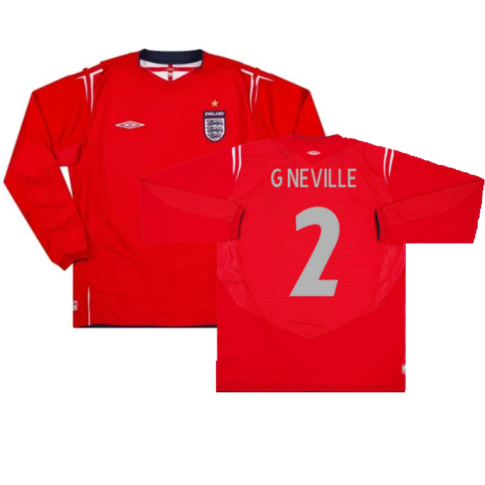 England 2004-06 Away Long Sleeve Shirt (Very Good) (G Neville 2)