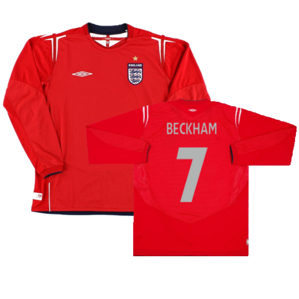 England 2004-2006 Away L/S Shirt (L) (Excellent) (Beckham 7)_0