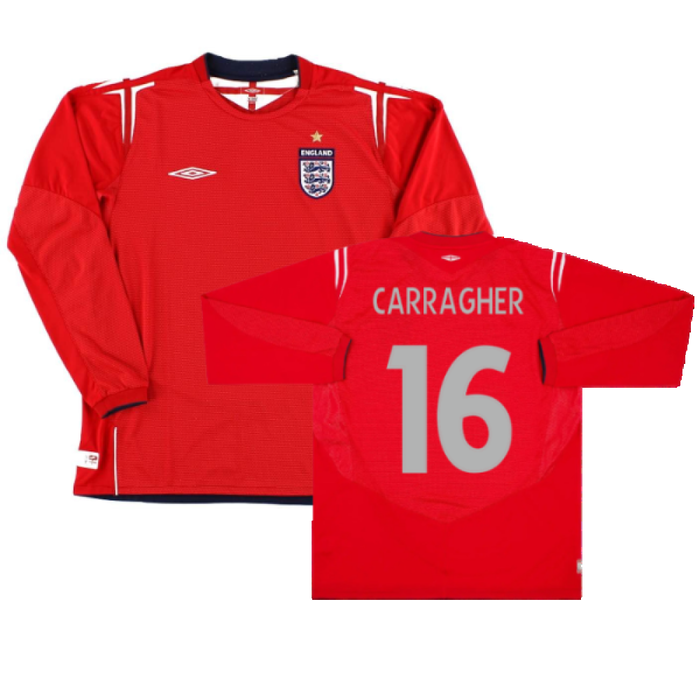 England 2004-2006 Away L/S Shirt (L) (Excellent) (Carragher 16)