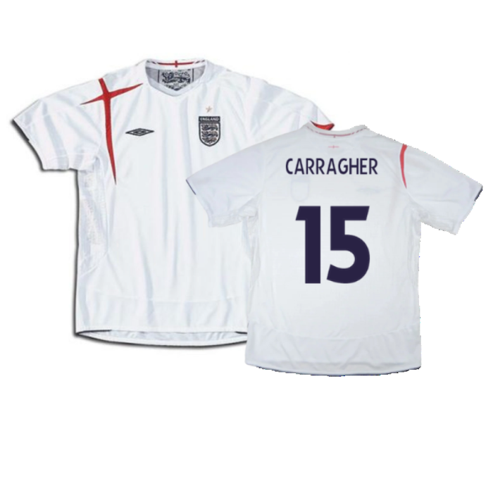 England 2005-2007 Home Shirt (XL) (Excellent) (CARRAGHER 15)