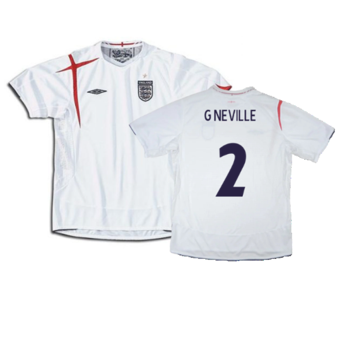 England 2005-2007 Home Shirt (XXL) (Good) (G NEVILLE 2)