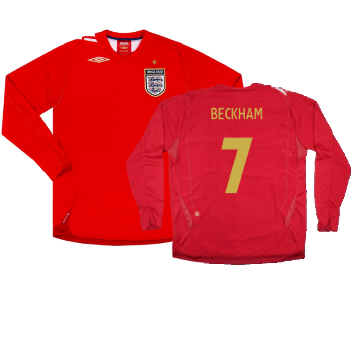 England 2006-08 Away Shirt (L/S) (L) (Very Good) (BECKHAM 7)