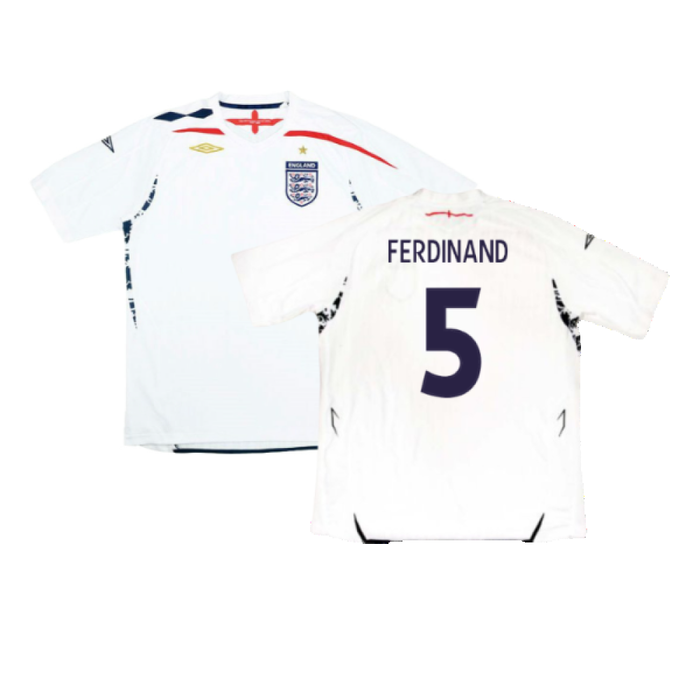 England 2007-09 Home Shirt (L) (BNWT) (FERDINAND 5)