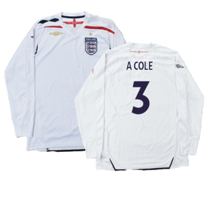 England 2007-09 Long Sleeve Home Shirt (XXL) (Very Good) (A COLE 3)_0