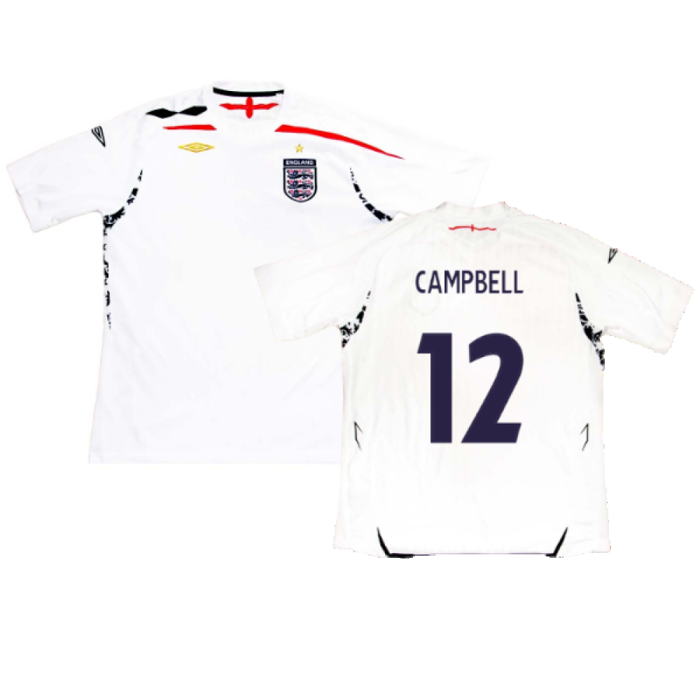 England 2007-2009 Home Shirt (XL) (CAMPBELL 12) (Good)_0