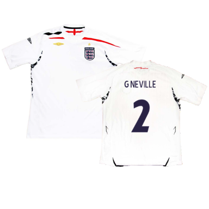 England 2007-2009 Home Shirt (XL) (G NEVILLE 2) (Good)