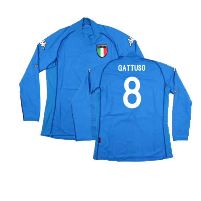 Italy 2002-2003 Home Long Sleeve Shirt (M) (Good) (Gattuso 8)