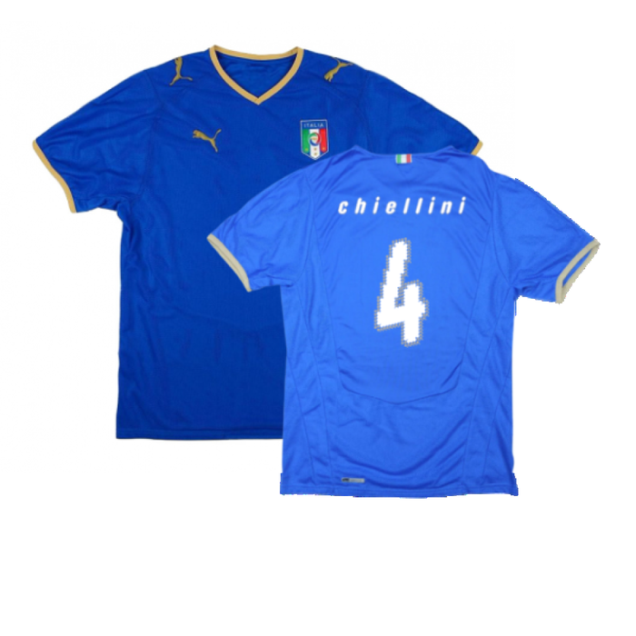 Italy 2008-09 Home Shirt (Good) (Chiellini 4)