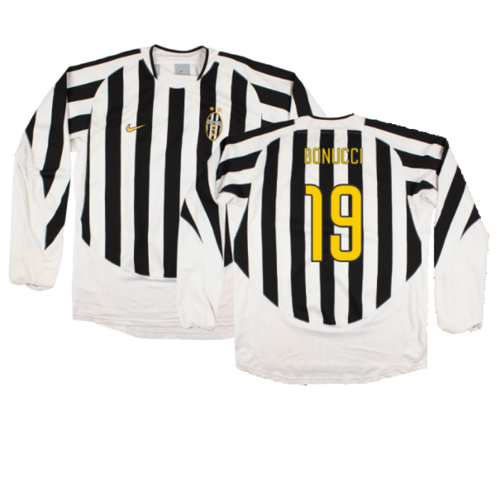 Juventus 2003-04 Long Sleeve Home Shirt (Sponsorless) (L) (Excellent) (Bonucci 19)