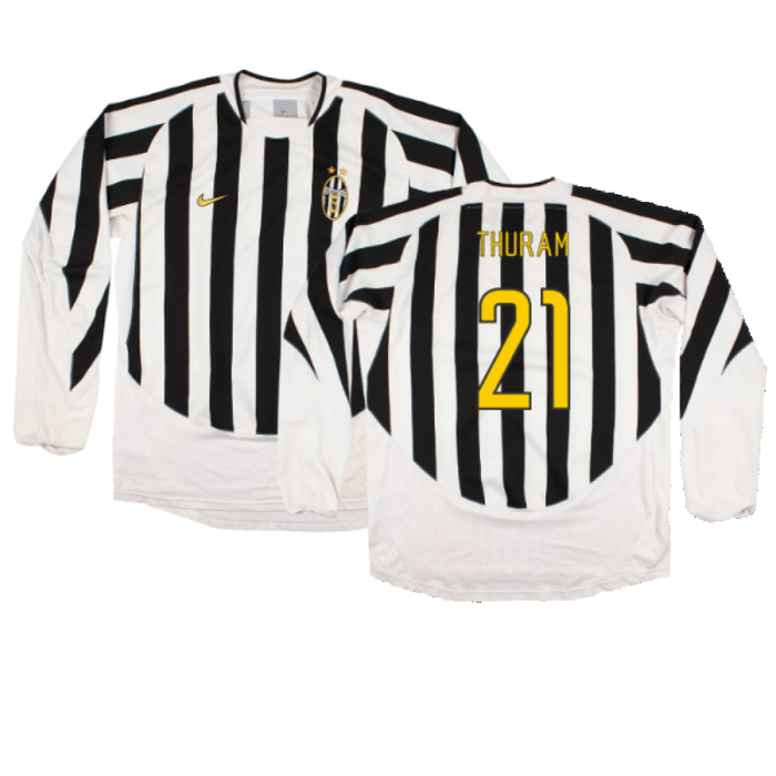 Juventus 2003-04 Long Sleeve Home Shirt (Sponsorless) (L) (Excellent) (Thuram 21)