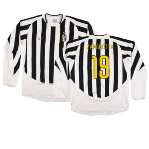 Juventus 2003-04 Long Sleeve Home Shirt (Sponsorless) (L) (Excellent) (Zambrotta 19)_0