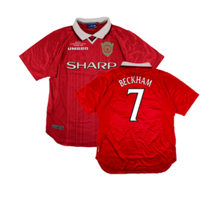 Manchester United 1999-00 European Home Shirt (M) (Excellent) (Beckham 7)_0