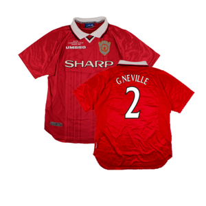 Manchester United 1999-00 European Home Shirt (L) (Excellent) (G Neville 2)_0