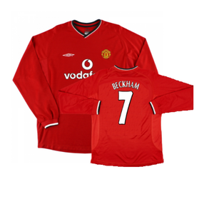 Manchester United 2000-02 Long Sleeved Home Shirt (XXL) (Excellent) (Beckham 7)_0