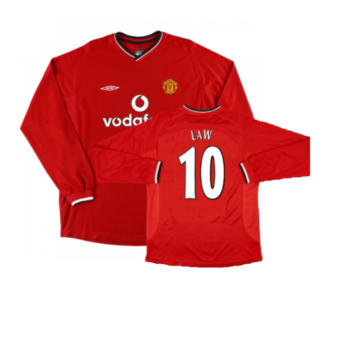 Manchester United 2000-02 Long Sleeved Home Shirt (XXL) (Excellent) (Law 10)