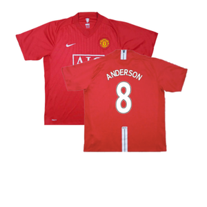 Manchester United 2007-09 Home Shirt (XL) (Excellent) (Anderson 8)_0