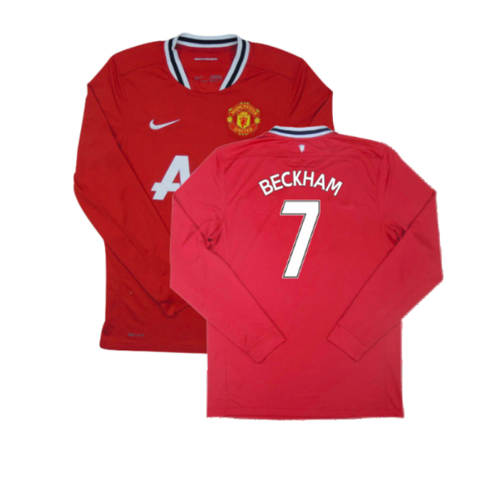 Manchester United 2011-12 Long Sleeve Home Shirt (S) (Very Good) (BECKHAM 7)