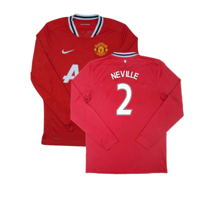 Manchester United 2011-12 Long Sleeve Home Shirt (S) (Very Good) (NEVILLE 2)