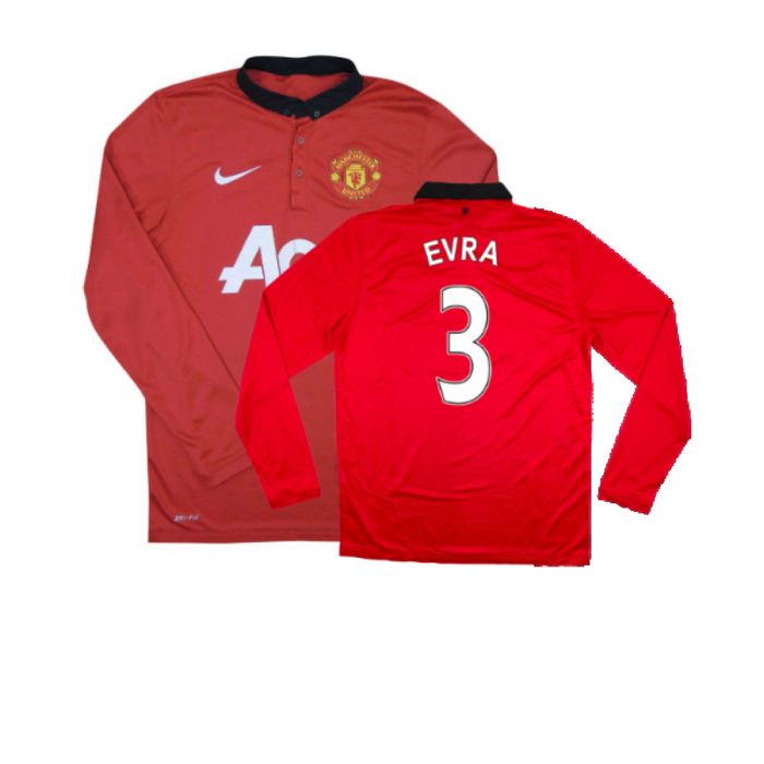 Manchester United 2013-14 Home Long Sleeve Shirt (L) (Mint) (Evra 3)