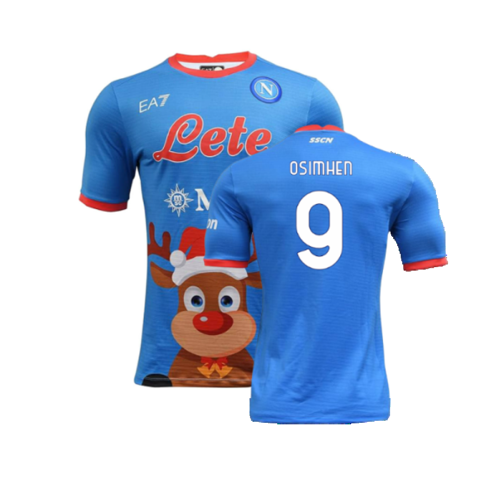 Napoli 2022-23 Special Edition Christmas Shirt (S) (Excellent) (Osimhen 9)_0