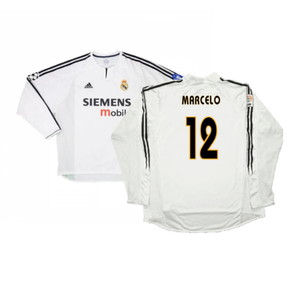 Real Madrid 2003-04 Home Long Sleeve Shirt (M) (Mint) (Marcelo 12)_0