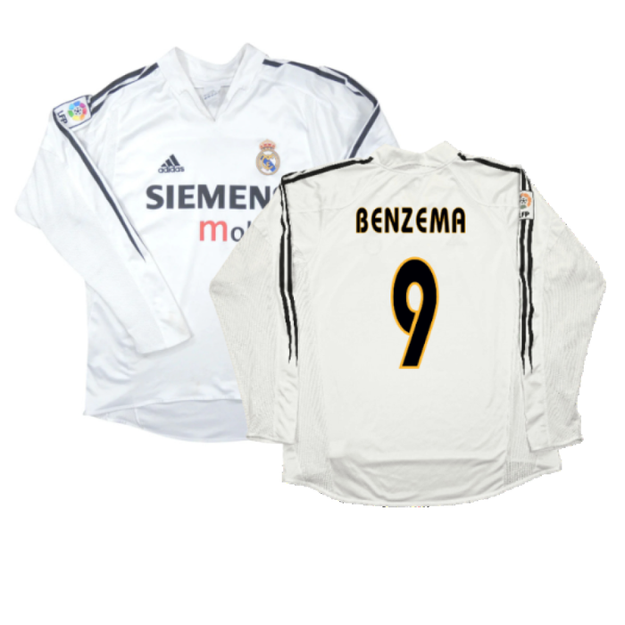 Real Madrid 2004-05 Long Sleeve Home Shirt (M) (Excellent) (BENZEMA 9)