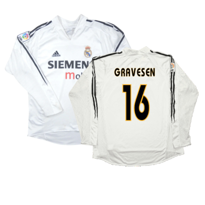 Real Madrid 2004-05 Long Sleeve Home Shirt (M) (Excellent) (Gravesen 16)