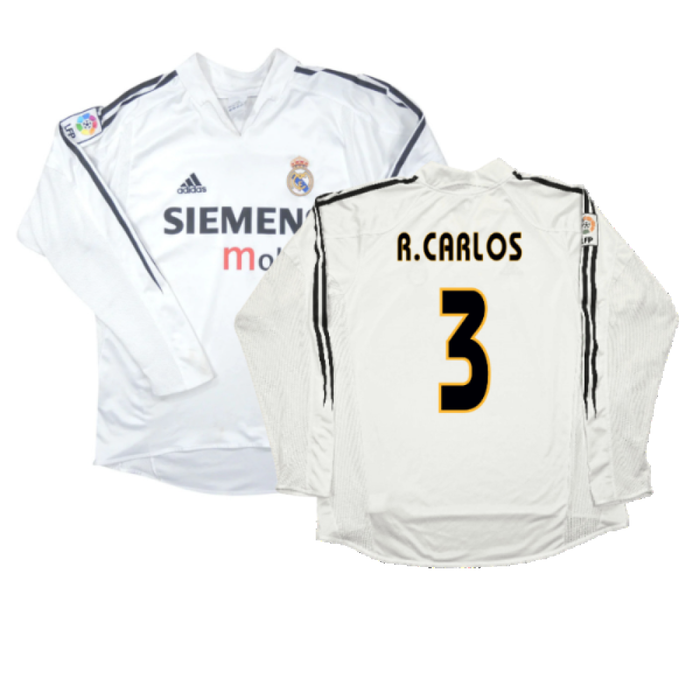 Real Madrid 2004-05 Long Sleeve Home Shirt (M) (Excellent) (R.CARLOS 3)