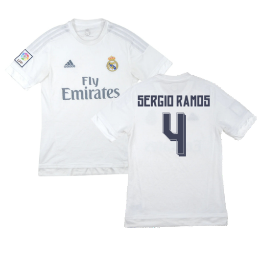 Real Madrid 2015-16 Home Shirt (M) (Sergio Ramos 4) (Excellent)_0