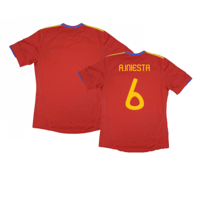 Spain 2010-11 Home Shirt (Excellent) (A.Iniesta 6)