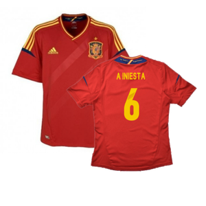 Spain 2012-13 Home Shirt (S) (Excellent) (A Iniesta 6)_0