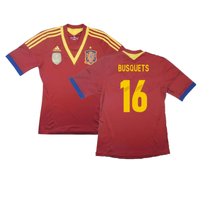 Spain 2013-14 Home Shirt (L) (Fair) (Busquets 16)