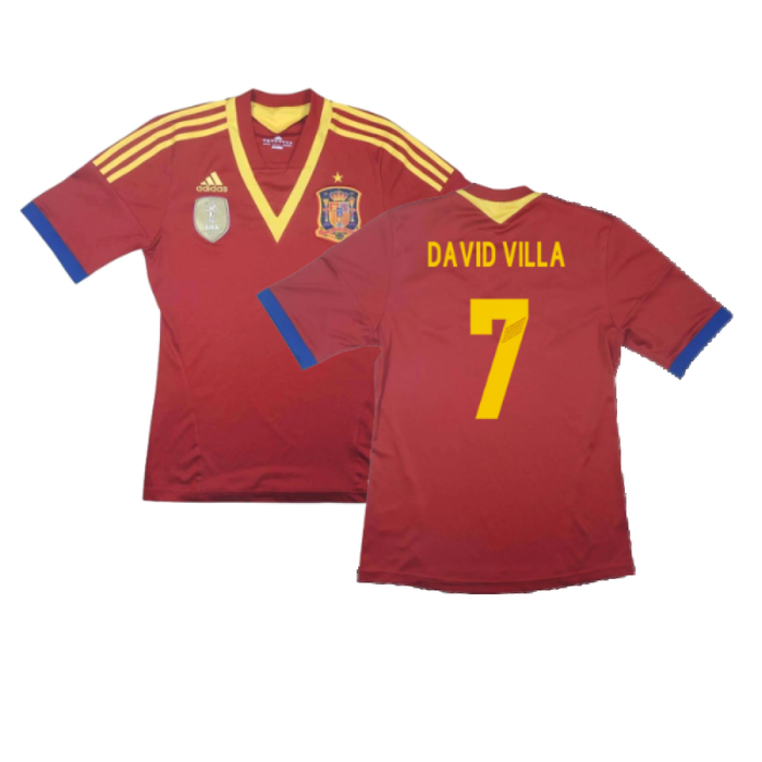 Spain 2013-14 Home Shirt (L) (Fair) (David Villa  7)