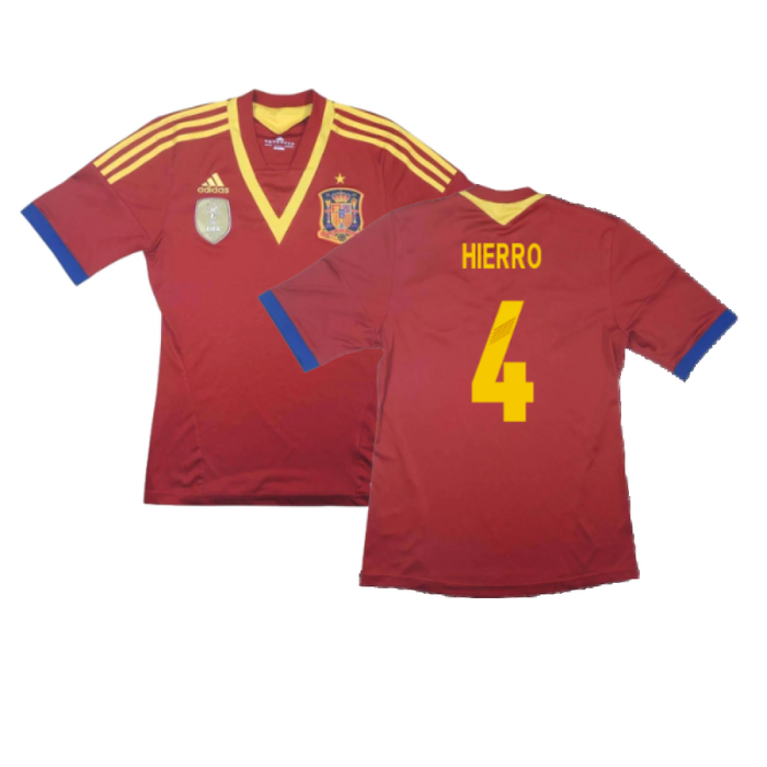 Spain 2013-14 Home Shirt (L) (Fair) (Hierro 4)