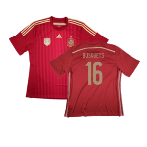 Spain 2014-2015 Home Shirt (World Cup Badge) (XL) (Excellent) (Busquets 16)_0