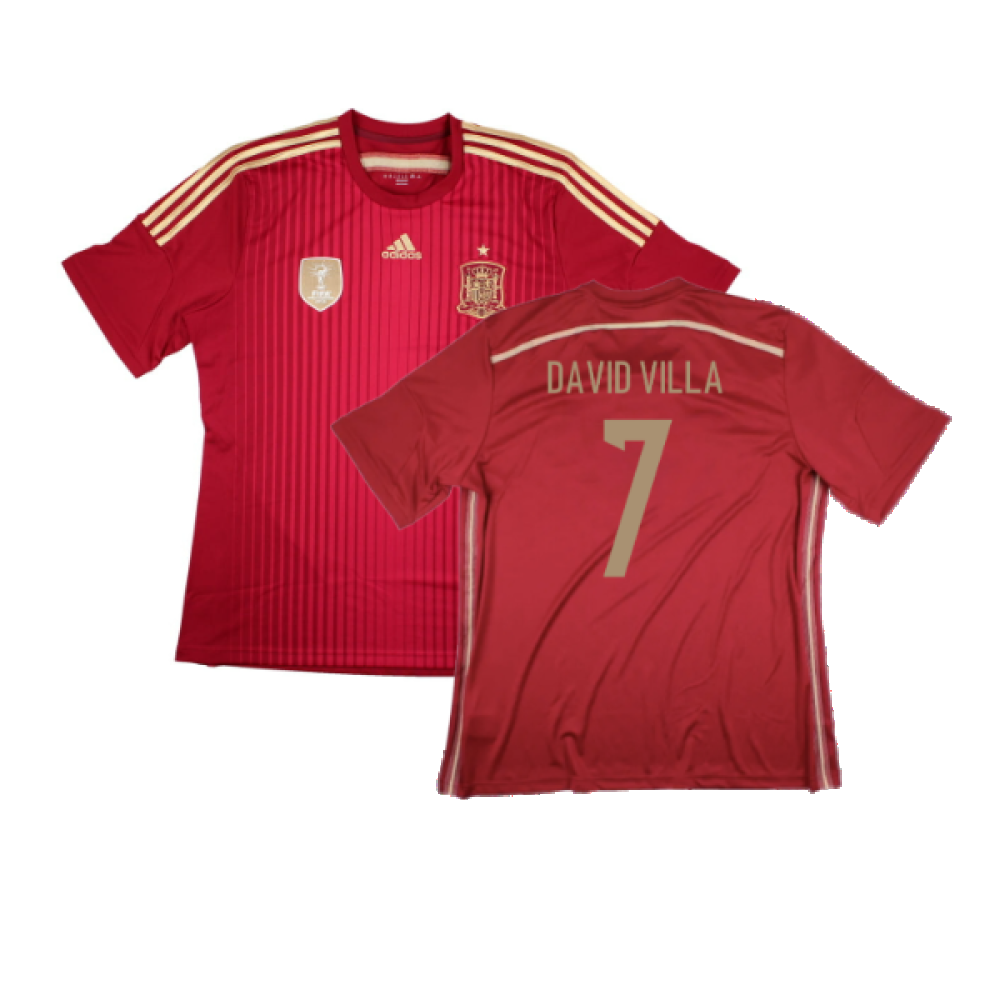 Spain 2014-2015 Home Shirt (World Cup Badge) (XL) (Excellent) (David Villa 7)_0