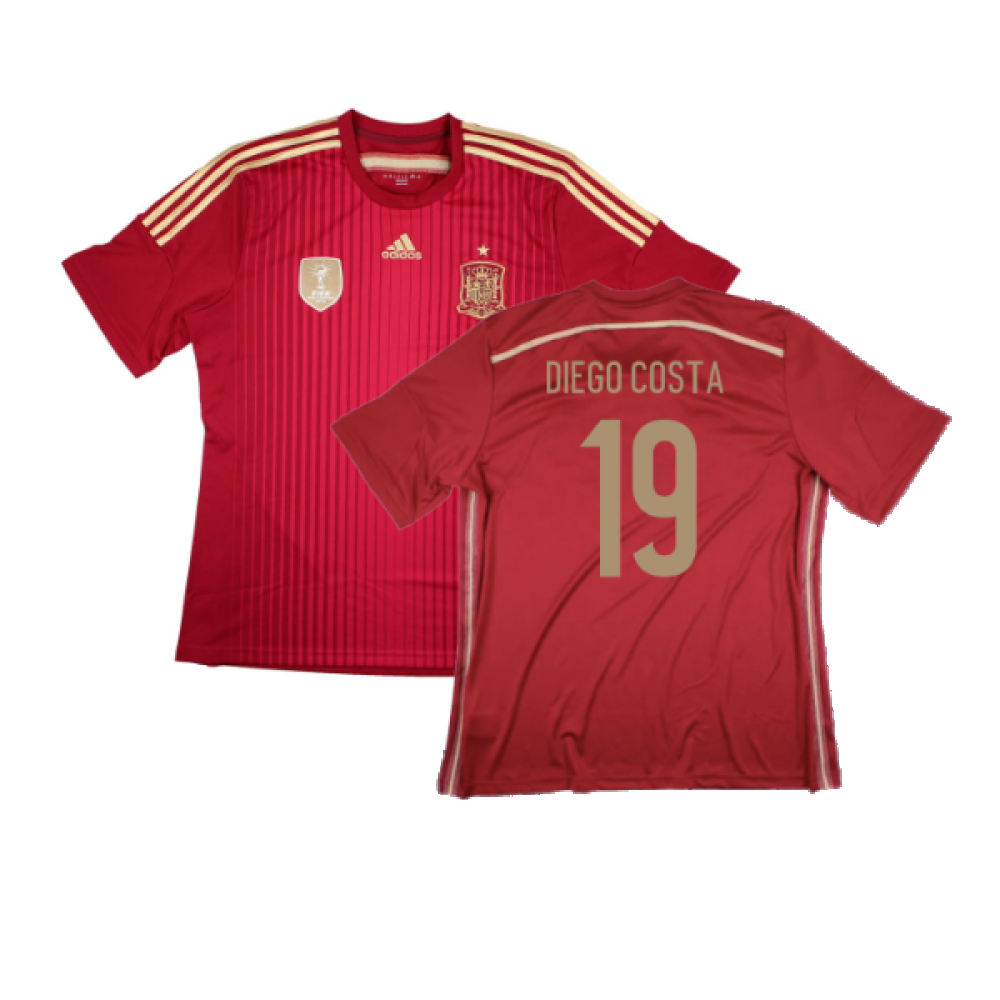 Spain 2014-2015 Home Shirt (World Cup Badge) (XL) (Excellent) (Diego Costa 19)_0