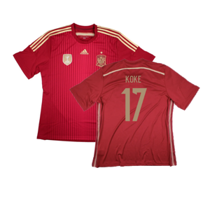 Spain 2014-2015 Home Shirt (World Cup Badge) (L) (Mint) (Koke 17)_0